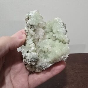 Prehnite and Quartz Crystal Cluster on Matrix
